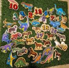Melissa Doug Wooden Animal Magnets Educational Learning Classroom Lot of 40