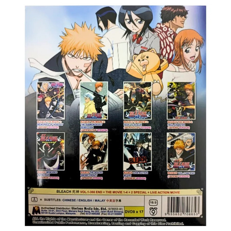 Bleach DVD Set Anime Episodes 1-366 + 2 Special + 5 Movie