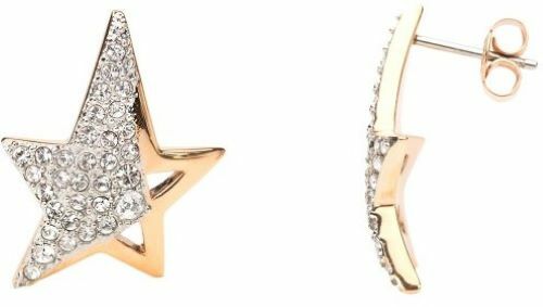 Boucles d'oreilles étoile Thierry Mugler en plaqué or rose et zirconium étincelant