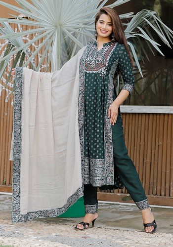 Indian Women Printed Green Designer 