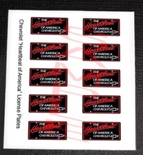 CHEVROLET HEARTBEAT miniature LICENSE PLATES for 1/25 scale MODEL CARS  PLS READ