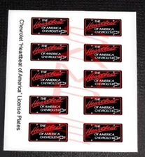 CHEVROLET HEARTBEAT miniature LICENSE PLATES for 1/25 scale MODEL CARS—PLS READ
