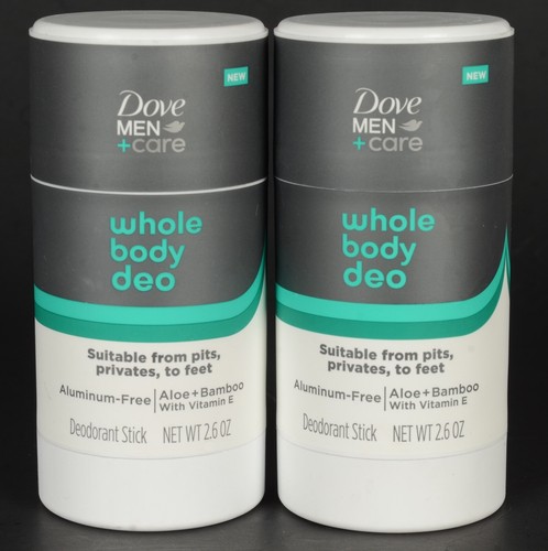 2 Dove Men + Care Whole Body Deo Stick Men's Deodorant Bamboo & Aloe 2.6 oz NEW