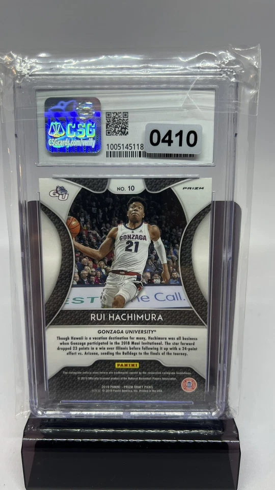 2019-20 Panini Prizm #10 Rui Hachimura CSG 8.5 Pink Pulsar Basketball - Image 2 of 2