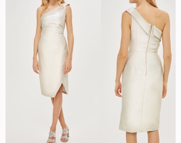 NWT Nordstrom Topshop Gold Sparkle Tinsel One Shoulder Women's