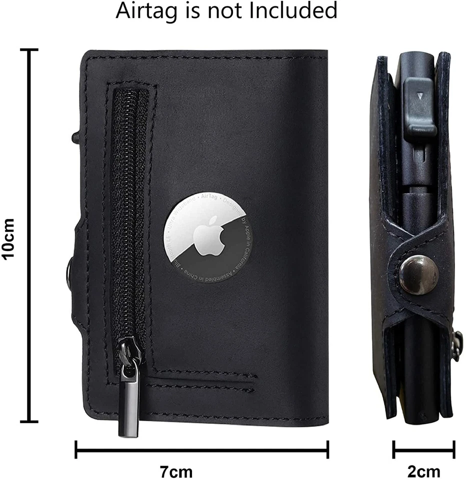 Airtag Wallet Genuine Leather Credit Card Money Holder AirTag Case Air Tag Cover - Image 3 of 4