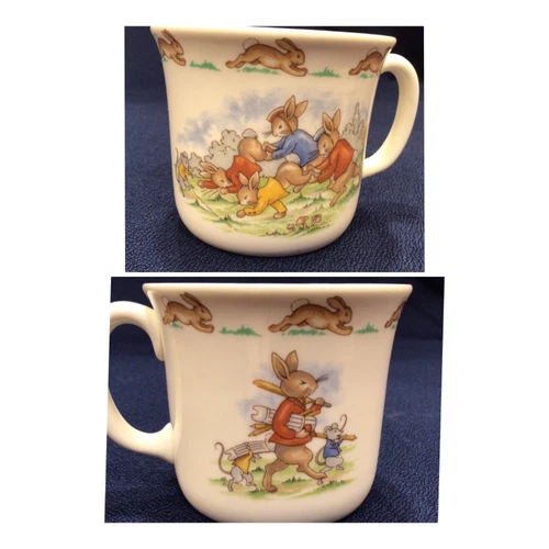 Vintage Royal Doulton Tea Bunnykins Child Mug Cup Wheelbarrow Race Picnic Games
