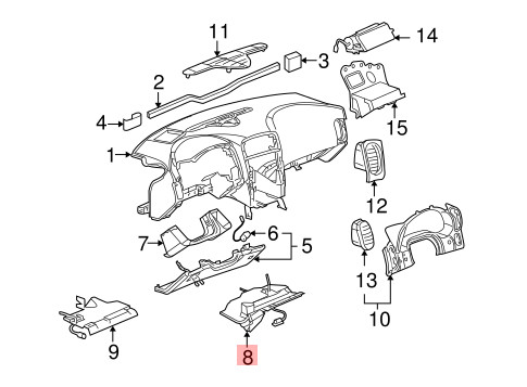 05-13 CHEVROLET CORVETTE C6 FRONT RIGHT PASSENGER SIDE INSTRUMENT PANEL TRIM OEM