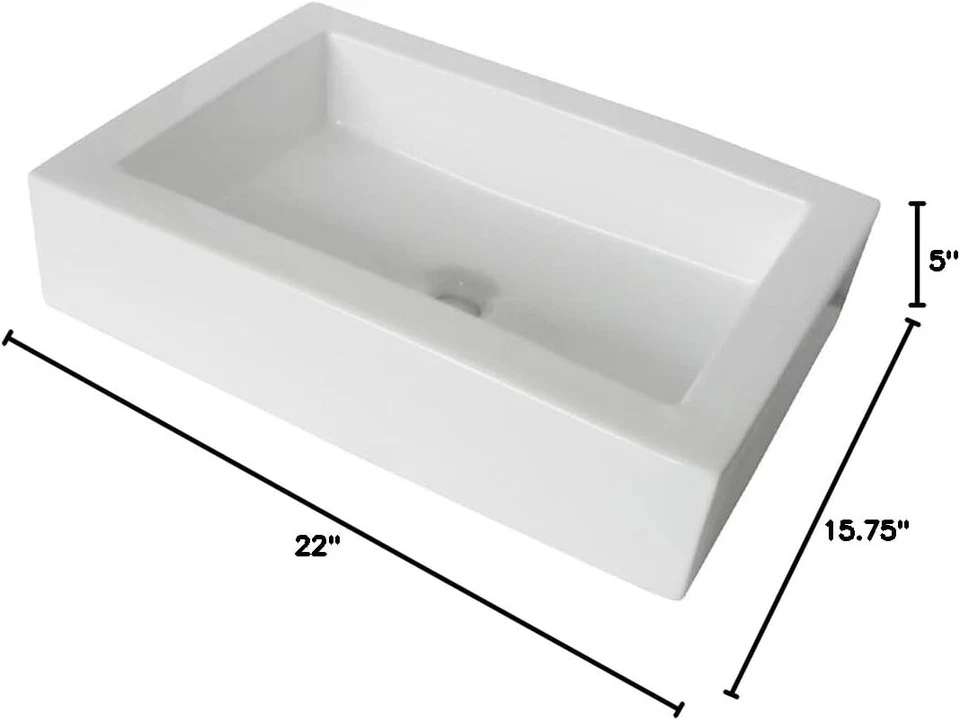 Fregadero rectangular de cerámica Kingston de latón, Pacifica EV4335, blanco - EV4335 Foto 2 de 4