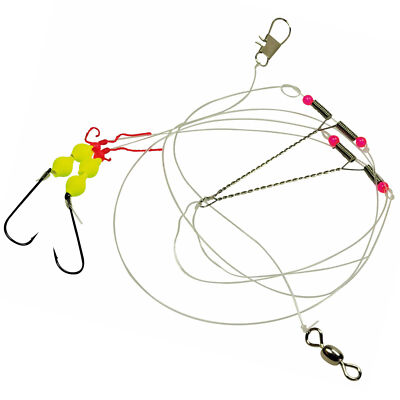 Dieter Eisele Vorfach fluor gelb 110cm 0,40mm 2 Haken Gr. 2 - Brandungsvorfach
