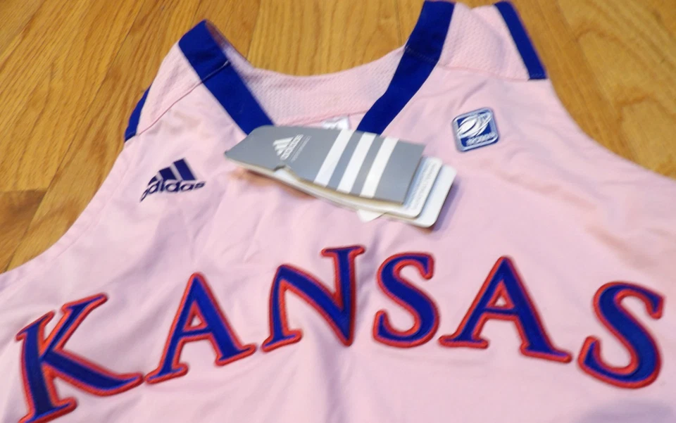 ADIDAS WOMEN'S NCAA AUTHENTIC KANSAS JAYHAWKS BASKETBALL PINK JERSEY SIZE M - Image 3 of 4