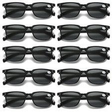10 PK Unisex Full Lens Tinted Sun Readers Reading Sunglasses UV400 Black Frame