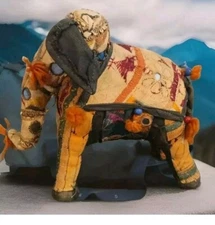 Vintage Anglo Raj Embroidered Cotton Elephant From India