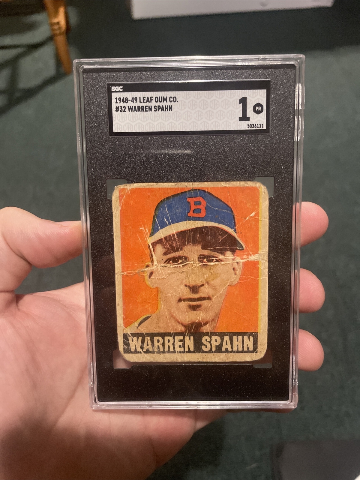1948 Leaf #32 Warren Spahn Boston Braves RC Rookie HOF SGC 1