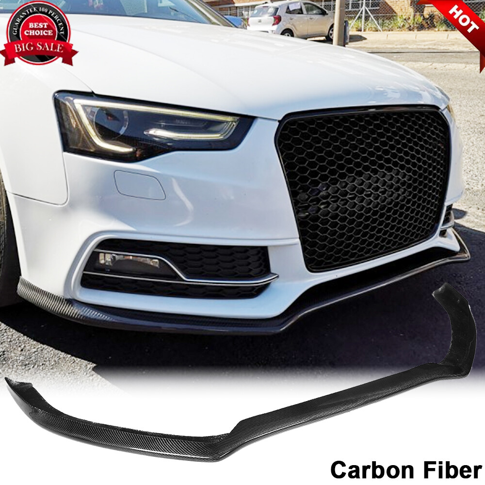 For Audi S5 SLINE B8.5 Coupe 2013-17 REAL CARBON FIBER Front Bumper Lip Spoiler