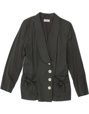 Elegance Womens 4 Button Blazer Jacket Uk 12 Medium Grey Polyester Et01