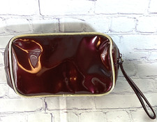 Vintage New Stock AVON Cosmetic Bag Deep Burgundy with Gold Accents