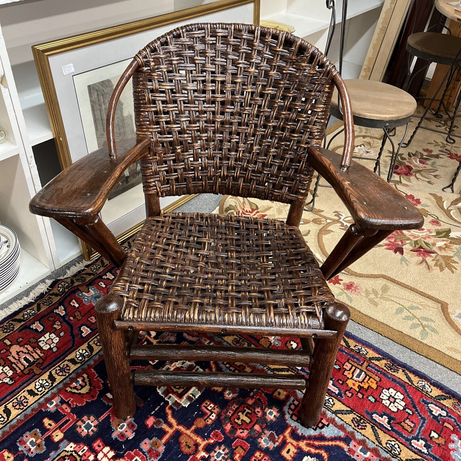 Adirondack ￼Old Hickory Woven Wicker Armchair w Paddle Armrests Martinsville IN