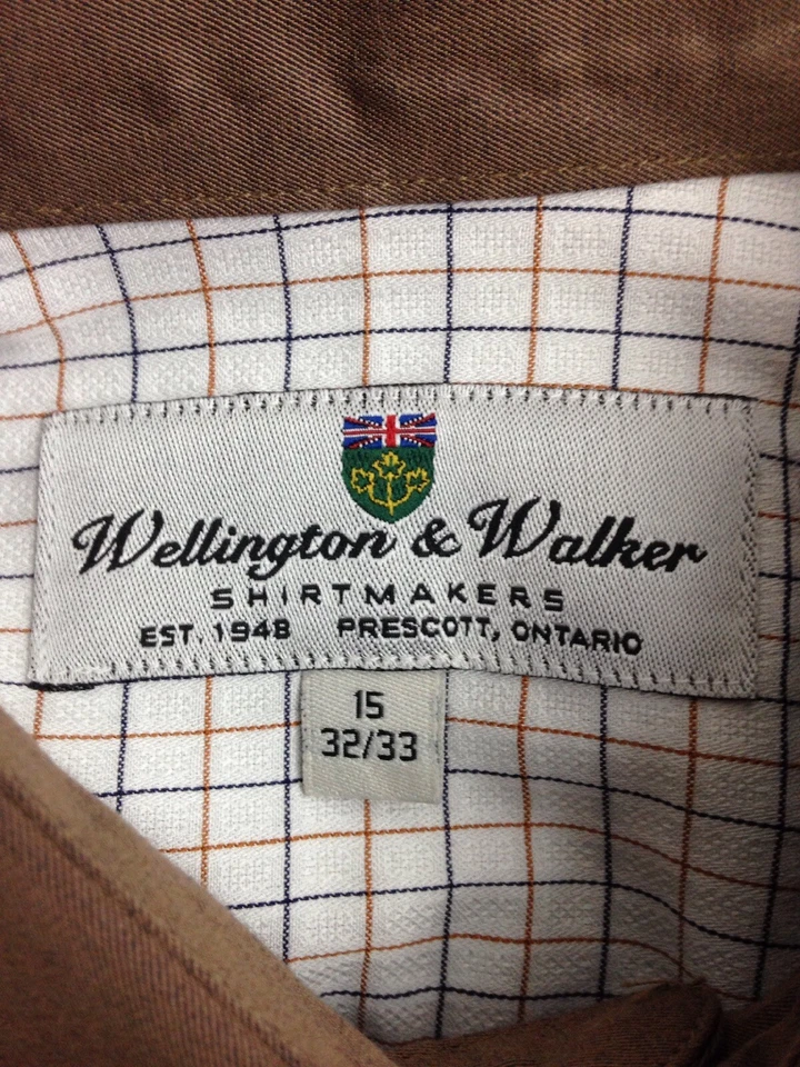 CAMISA SOCIAL MASCULINA WELLINGTON & WALKER FLIP CUFF 15 32/33 NOVA COM ETIQUETAS US$ 55 MSRP MANGA LONGA - Imagem 2 de 4