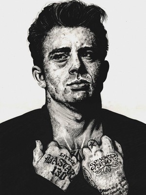 James Dean Tattoo Inked Ikons Wayne Maguire Wandkunstdruck gerahmt 12x16