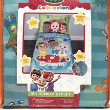 CoComelon Kids Toddler Bedding Set You Make My Heart Sing Theme, 3pc Bonus Tote