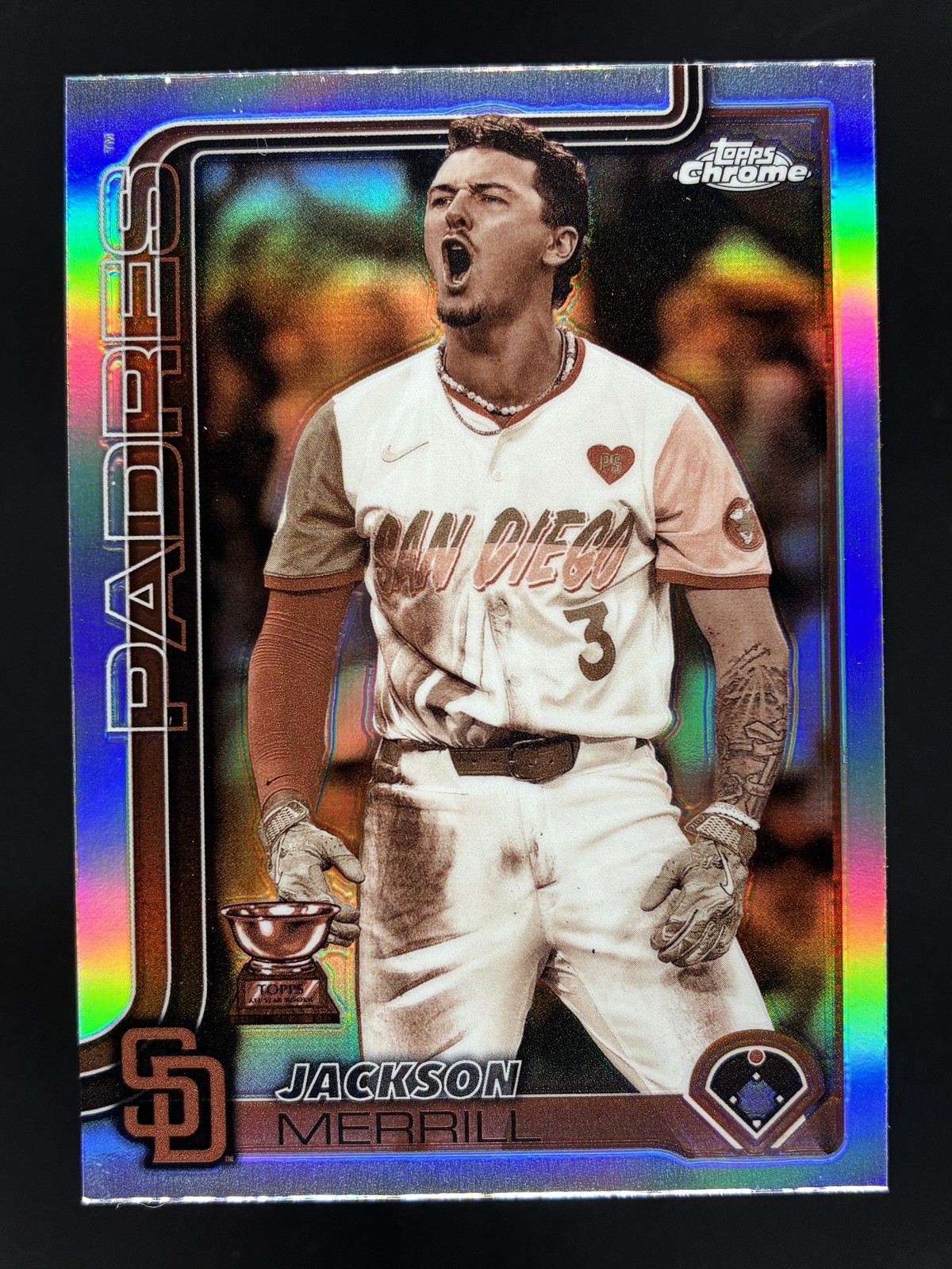 2025 Topps Chrome Jackson Merrill #61 BASEBALL CARD Padres Sepia Refractors