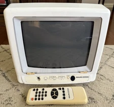 PHILIPS 9 Inch CRT TV 1998 White Retro Gaming PR0920X101 w/ Original Remote GUC