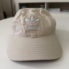 adidas Beige Trefoil Logo Solid Baseball Cap Adjustable One Size Unisex