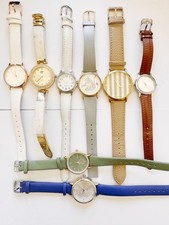 8pc Womens Watch Bundle | Neutrals Blue Green Gold | Leather/Rhinestone AS-IS