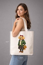 Preppy Golden Poodle Girl Tote Bag
