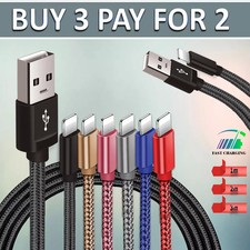 Heavy Duty Braided Charger Cable For iPhone USB Charging Lead Data Sync 1M 2M 3M