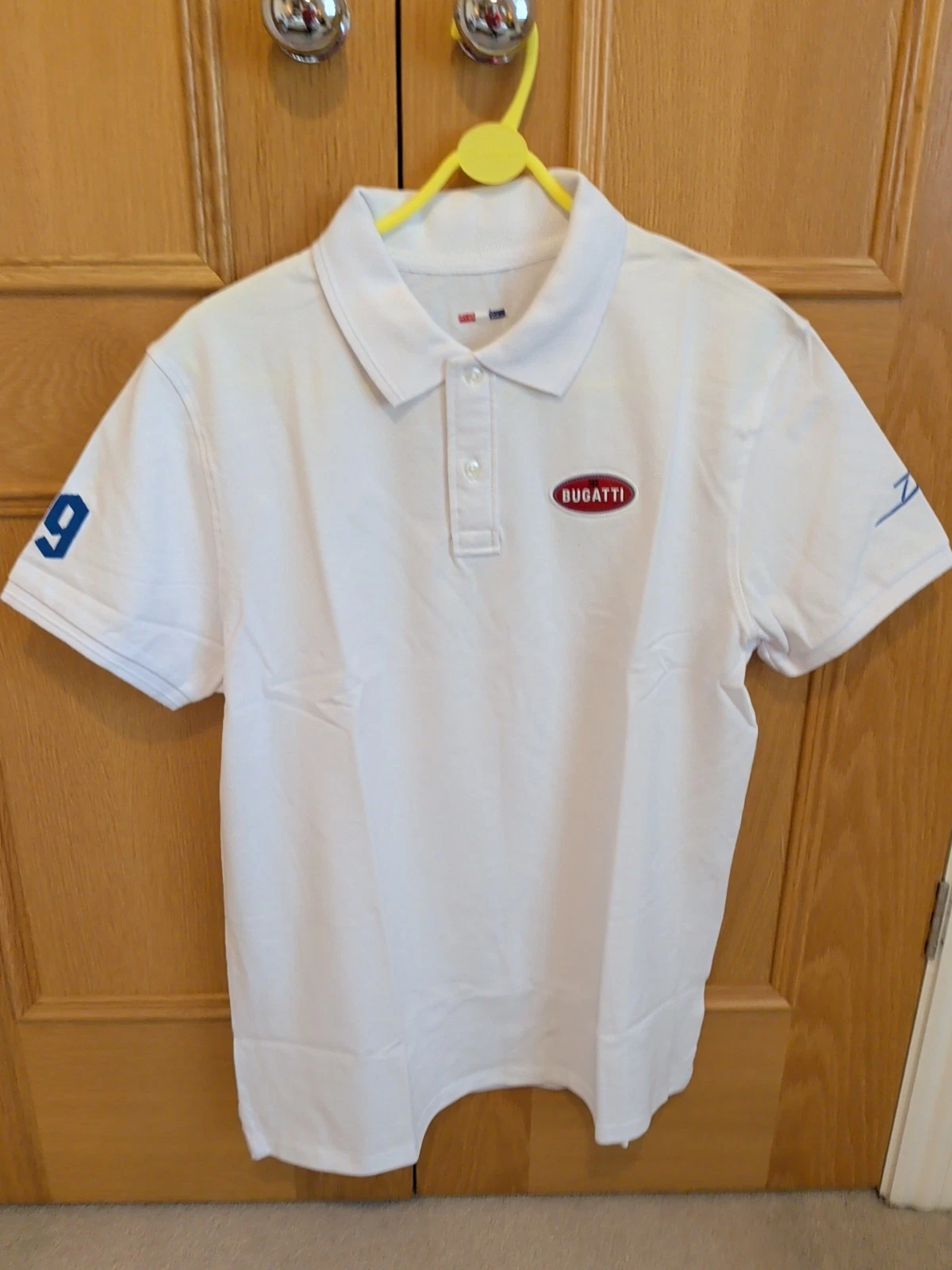 BUGATTI LOGO MENS WHITE POLO SHIRT L NEW