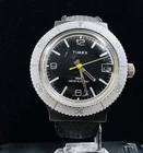 Vintage Timex Skin Diver Mechanical Watch Mens Black Dial