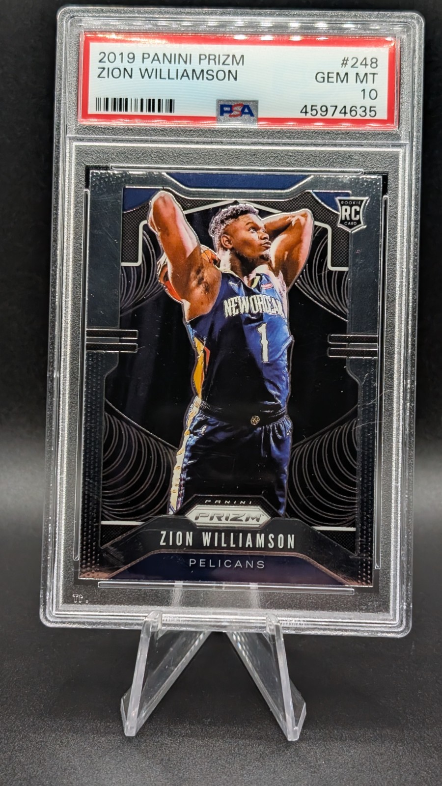 2019-20 Panini Prizm - Rookie Zion Williamson #248 PSA 10 GEM Mint Pelicans Duke