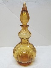 WŁOCHY EMPOLI BURSZTYNOWY GORSET W KSZTAŁCIE GENIE SZKLANY STOPNIK PŁOMIENIA KARAFKA DO BUTELEK 14" 