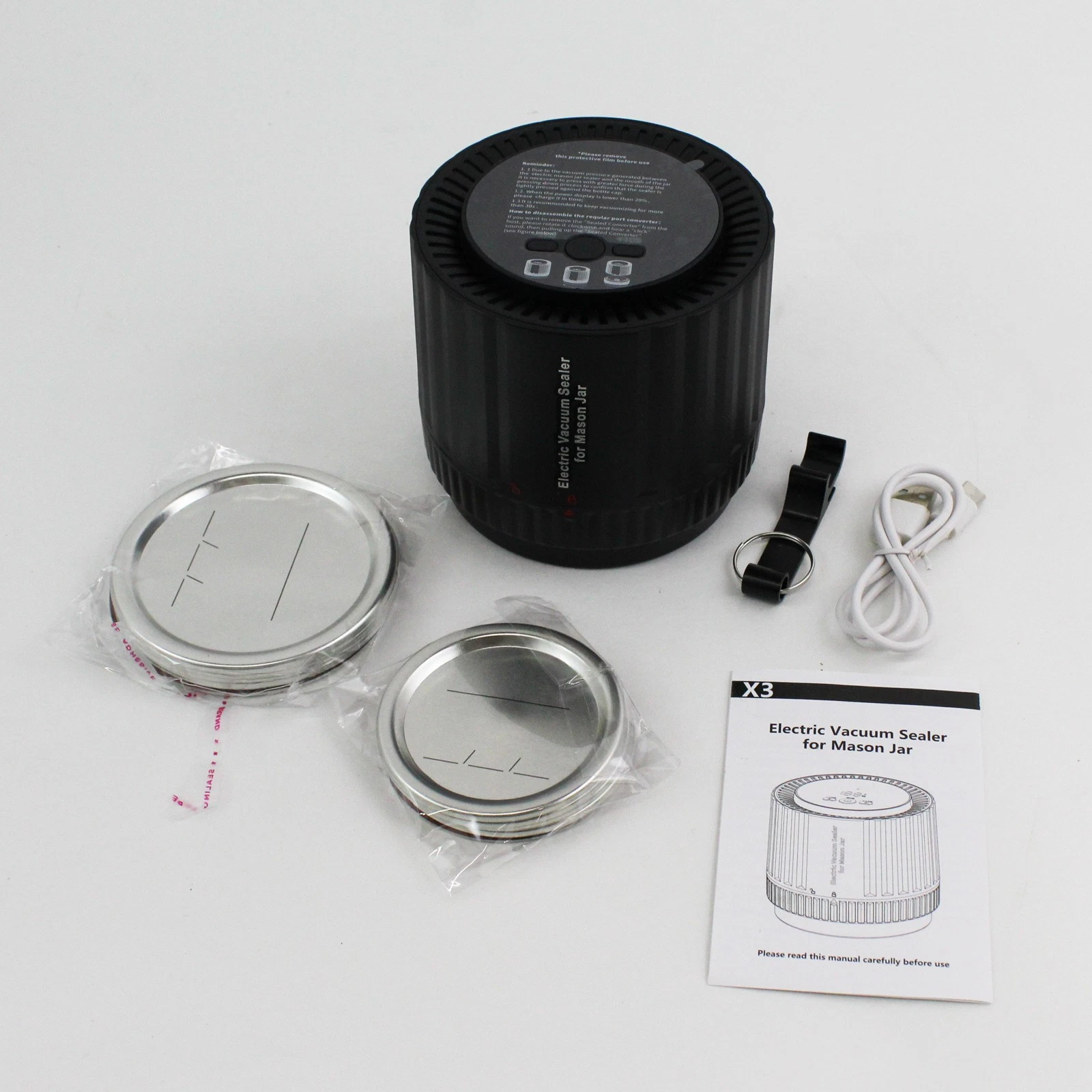 X3 Electric Vacuum Mason Jar Sealer Kit Black Opened Box
