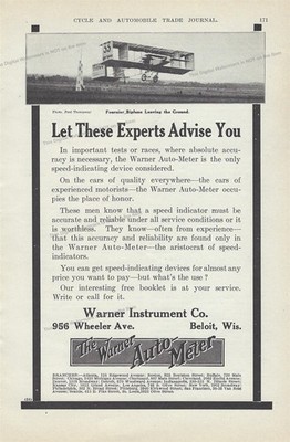 1910 Warner Instrument Co AD* Warner Auto-Meter Speed Indicator Fournier Biplane
