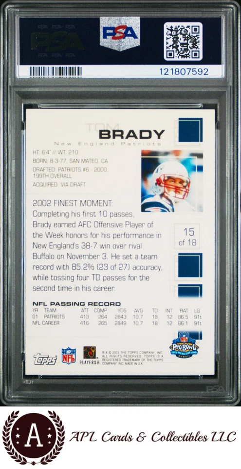 Topps Pro Bowl Card Show #15 2003 Tom Brady PSA 7 Foto 2 de 2