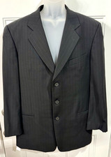 Vintage Mani Giorgio Armani Black Pinstripe Wool 2 Pc Suit 43R Pants 35/31
