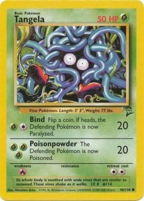 Tangela - 96/130 - Common - Unlimited Edition - Heavily Played