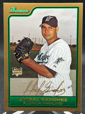 ?2006 Bowman GOLD PARALLEL SP RC ROOKIE CARD Anibal Sanchez #BDP44 MARLINS!. rookie card picture