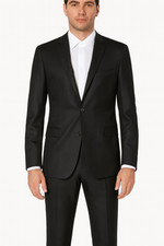 VERSACE COLLECTION 2pc Black Shiny Wool Blazer Suit Jacket  Pants 52 50  42 34