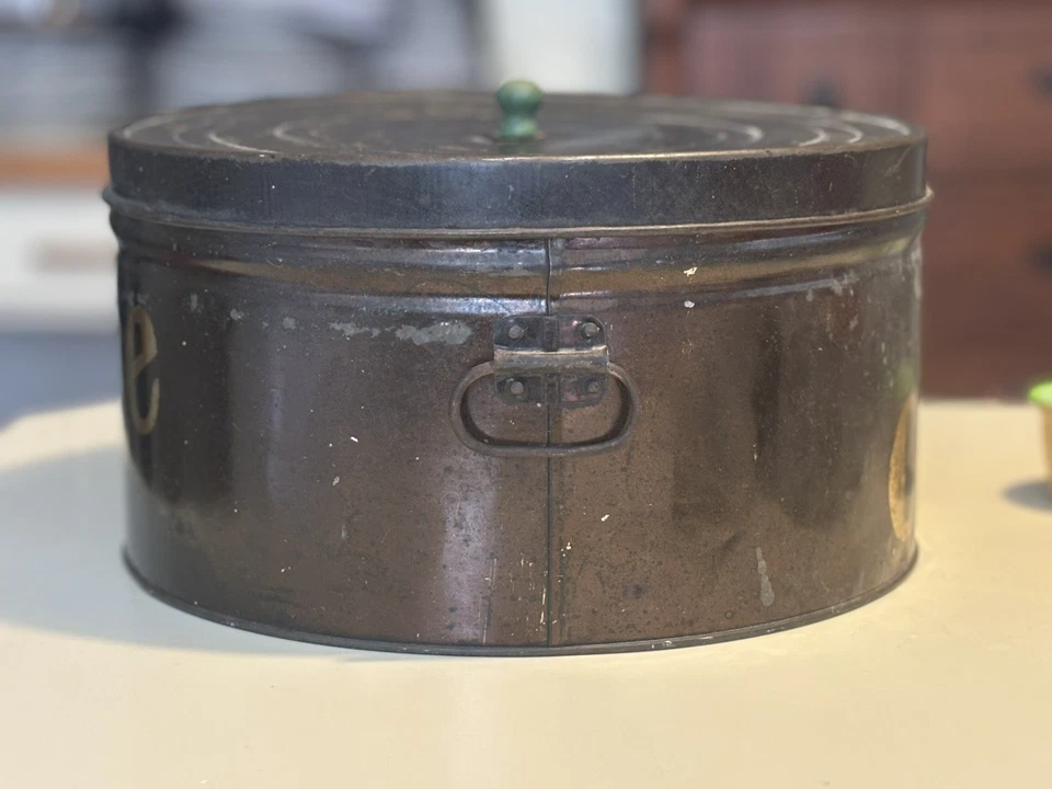 Difícil de encontrar pastel lata principios de 1900 Inglaterra? Perilla verde granja primitiva Foto 4 de 4