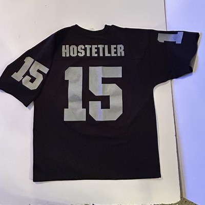 Vtg 90s Jeff Hostetler Jersey #15 Black Silver Oakland Raiders NFL