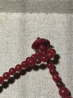 Vintage  Red Bakelite? Plastic ? Necklace  w 9 Heart  Style Drops Strung W Beads — photo 6