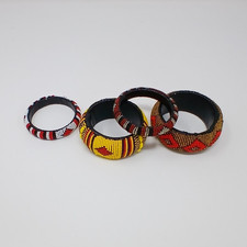 multicolloured beaded leather bungle
