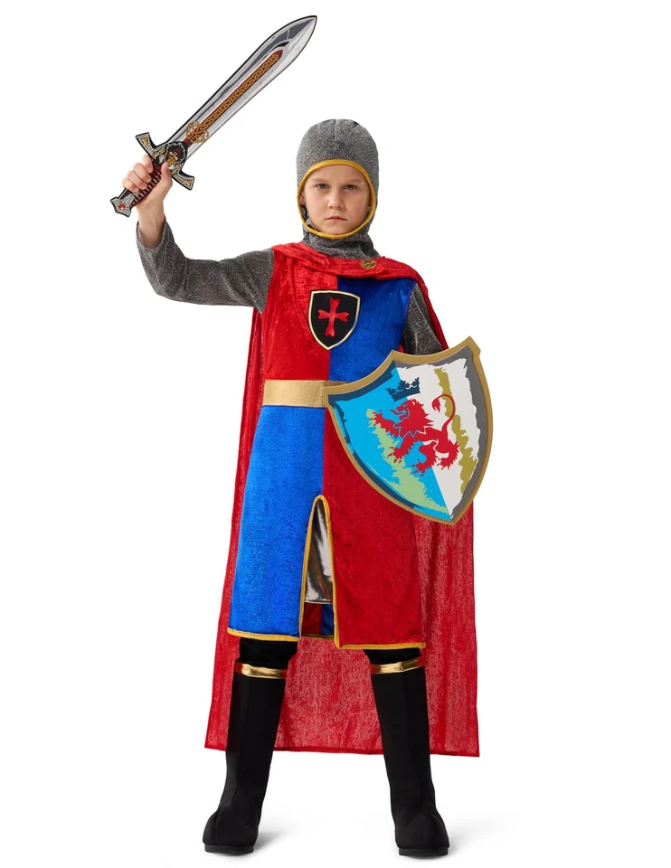 Fantasia infantil de Halloween, roupa de cavaleiro medieval para meninos, cavaleiro renascentista C... - Imagem 3 de 4