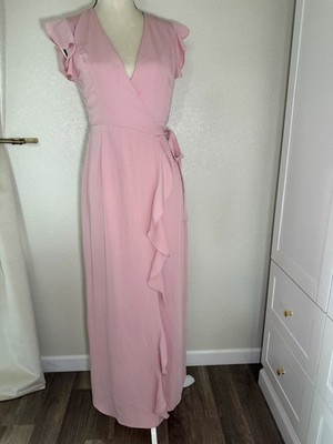 Style State Blush Pink Wrap Maxi Dress with Ruffle Detail