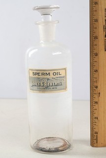 Vintage Apothecary Medicine Glass Bottle Sperm Whale Oil Glass Stopper