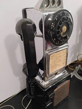 Vintage Automatic Electric 3 Slot Rotary Pay Phone Chrome
